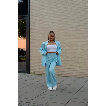 Széles szárú kosztümnadrág - Világos Kék