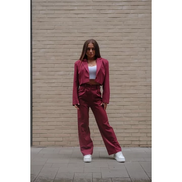 Crop blézer - Burgundy Bordó