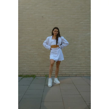 Crop blézer - Fehér