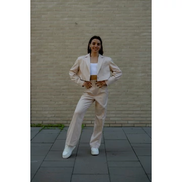 Egyenes szárú kosztümnadrág - Bézs