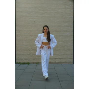 Egyenes szárú kosztümnadrág - Fehér