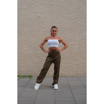 Egyenes szárú kosztümnadrág - Khaki