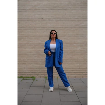 Egyenes szárú kosztümnadrág - Királykék