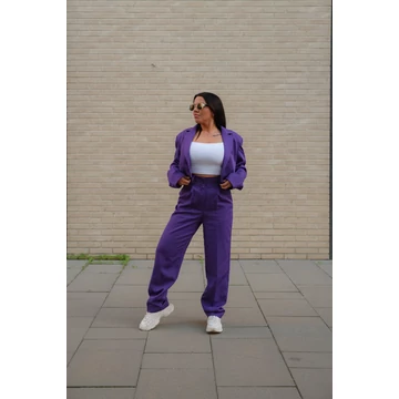 Egyenes szárú kosztümnadrág - Lila