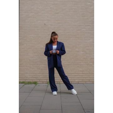 Egyenes szárú kosztümnadrág - Sötétkék