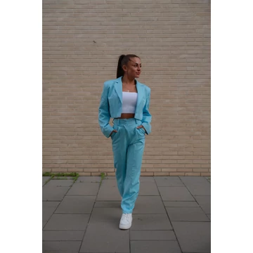 Egyenes szárú kosztümnadrág - Világos Kék