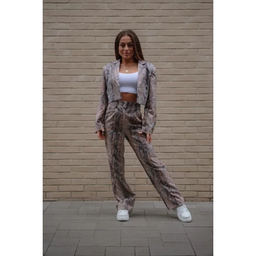 Széles szárú kosztümnadrág - Barna Kígyó