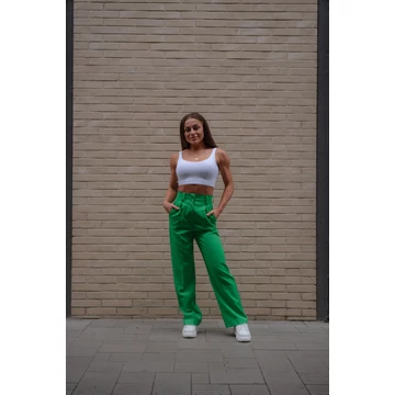 Széles szárú kosztümnadrág - Élénk Zöld