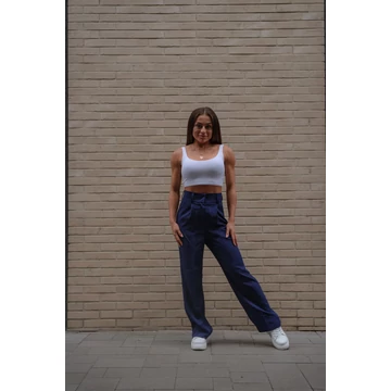 Széles szárú kosztümnadrág - Sötétkék