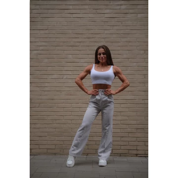 Széles szárú kosztümnadrág - Világos Szürke