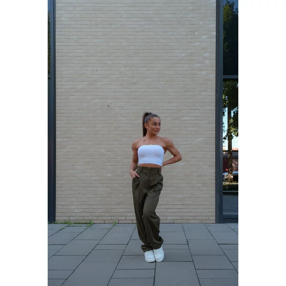 Széles szárú kosztümnadrág - Khaki
