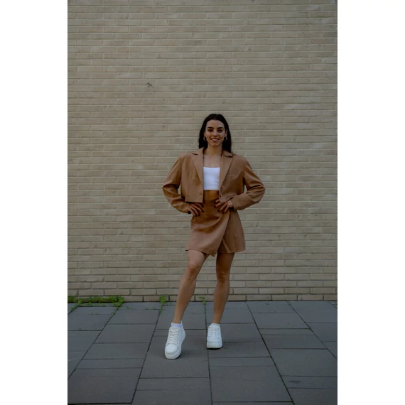 Crop blézer - Teve Barna