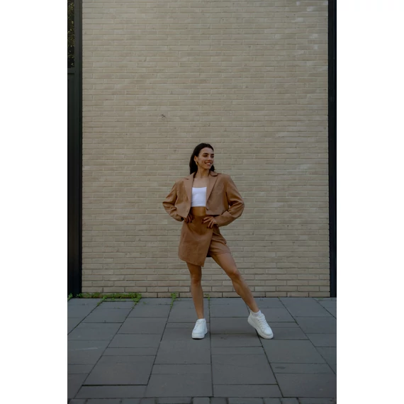 Crop blézer - Teve Barna