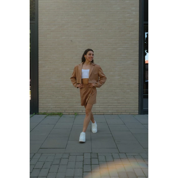 Crop blézer - Teve Barna