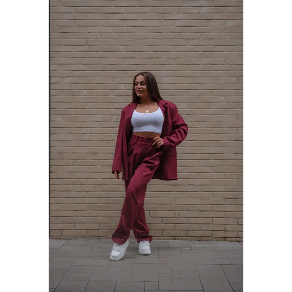 Egyenes szárú kosztümnadrág - Burgundy Bordó