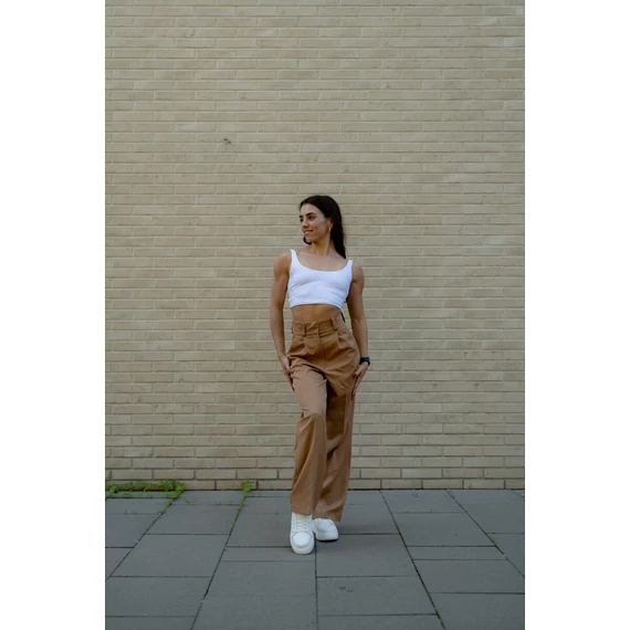 Egyenes szárú kosztümnadrág - Teve Barna