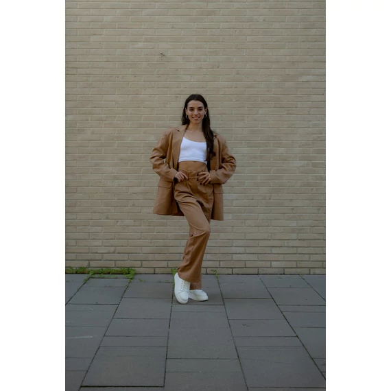 Egyenes szárú kosztümnadrág - Teve Barna