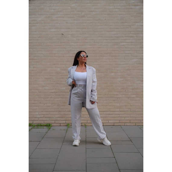 Egyenes szárú kosztümnadrág - Világos Szürke