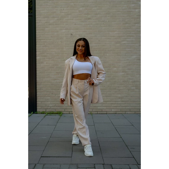 Széles szárú kosztümnadrág - Bézs