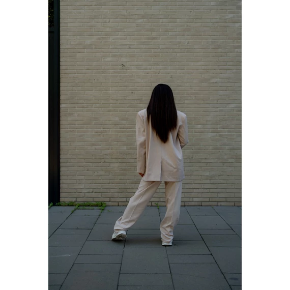 Széles szárú kosztümnadrág - Bézs