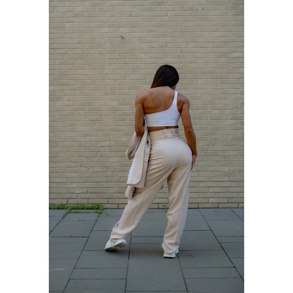 Széles szárú kosztümnadrág - Bézs