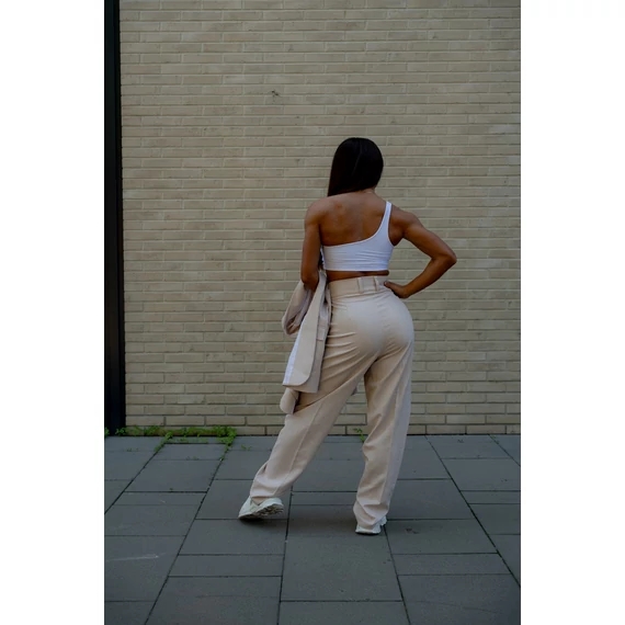 Széles szárú kosztümnadrág - Bézs