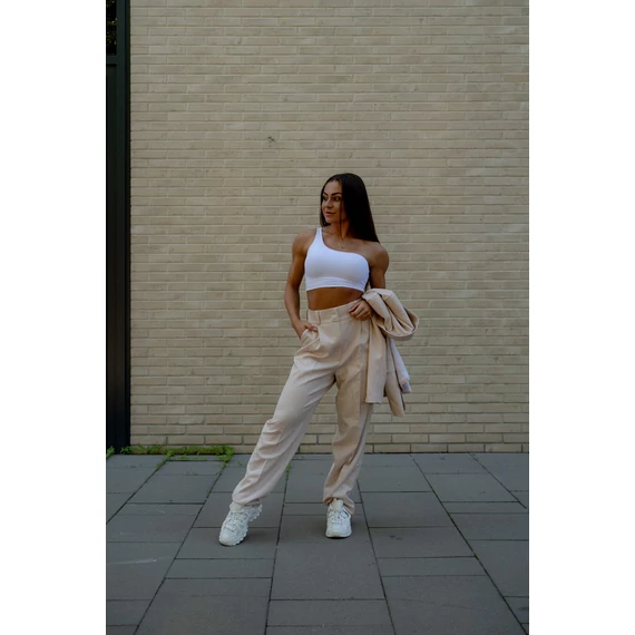 Széles szárú kosztümnadrág - Bézs