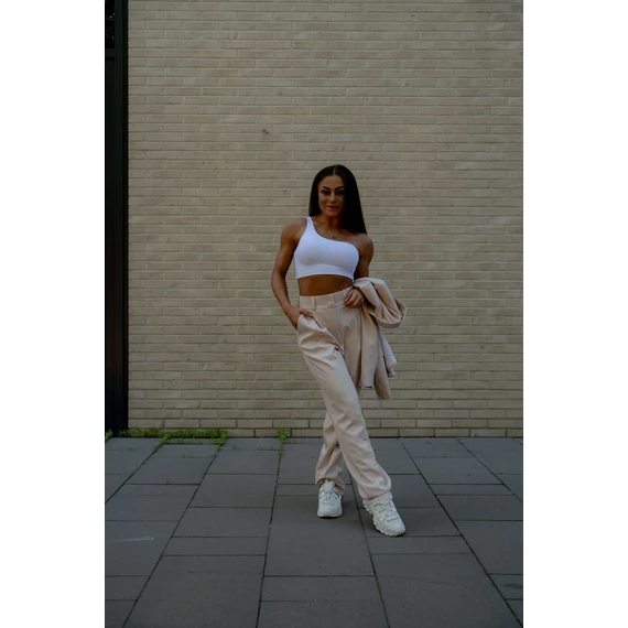 Széles szárú kosztümnadrág - Bézs