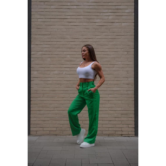 Széles szárú kosztümnadrág - Élénk Zöld