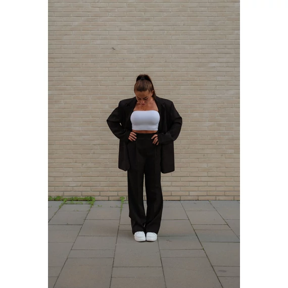 Széles szárú kosztümnadrág - Fekete