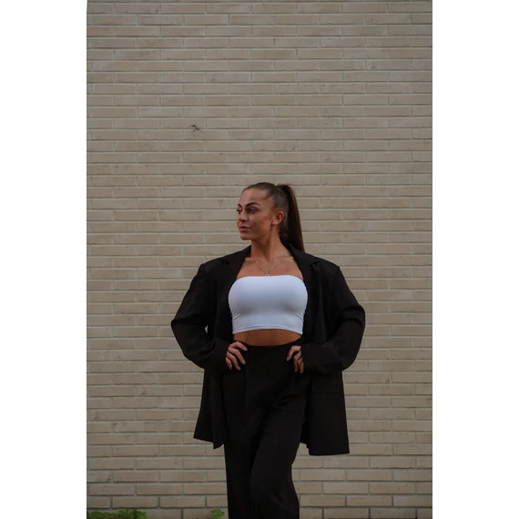 Széles szárú kosztümnadrág - Fekete