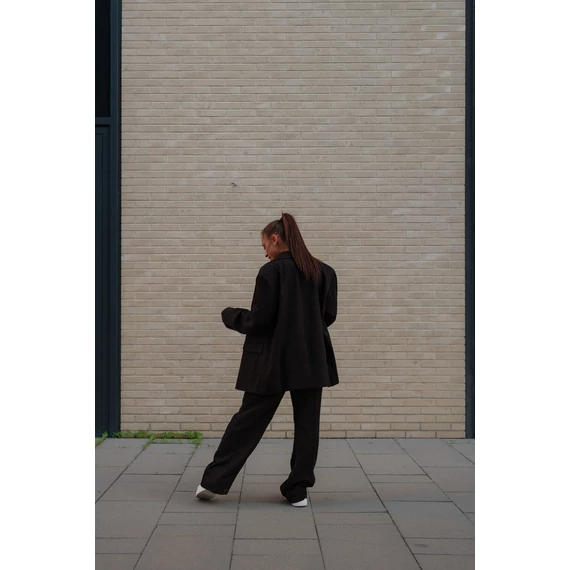 Széles szárú kosztümnadrág - Fekete