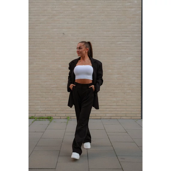 Széles szárú kosztümnadrág - Fekete