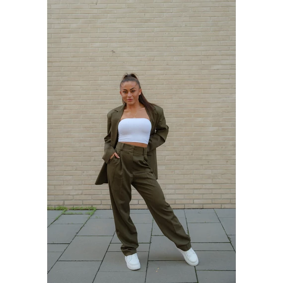 Széles szárú kosztümnadrág - Khaki