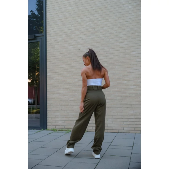 Széles szárú kosztümnadrág - Khaki