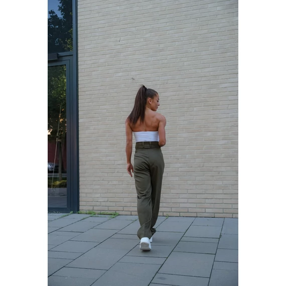 Széles szárú kosztümnadrág - Khaki