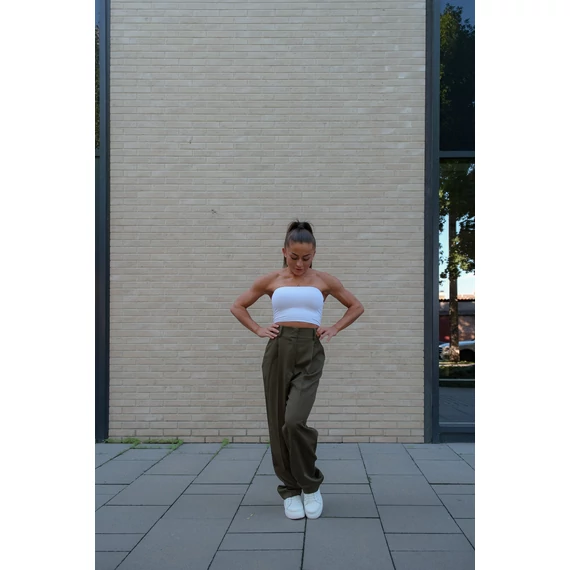 Széles szárú kosztümnadrág - Khaki