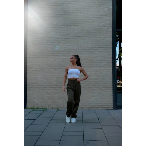 Széles szárú kosztümnadrág - Khaki