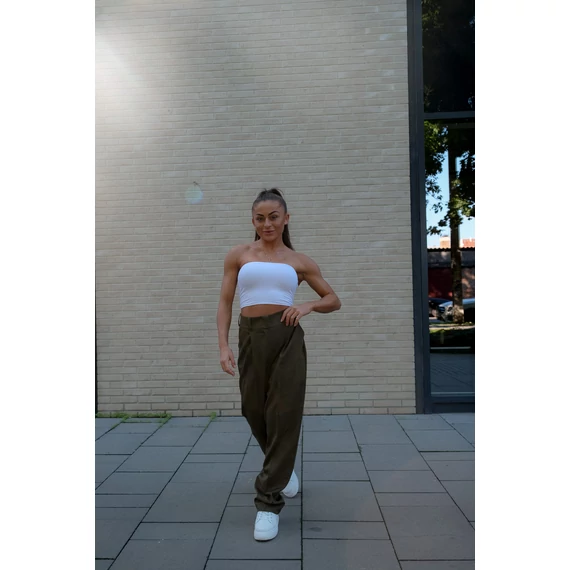 Széles szárú kosztümnadrág - Khaki