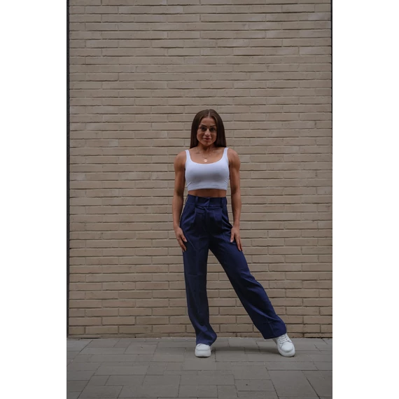 Széles szárú kosztümnadrág - Sötétkék