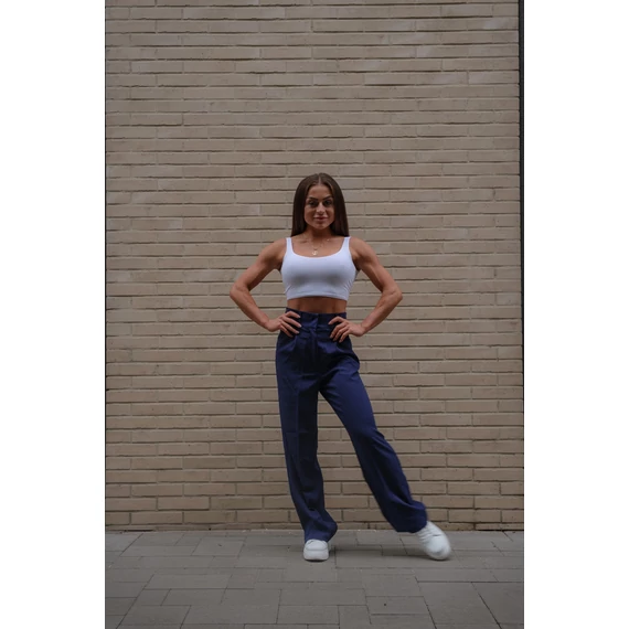 Széles szárú kosztümnadrág - Sötétkék