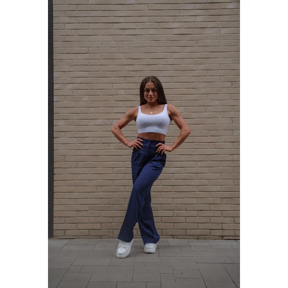 Széles szárú kosztümnadrág - Sötétkék