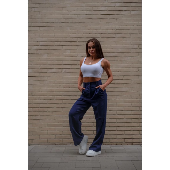 Széles szárú kosztümnadrág - Sötétkék