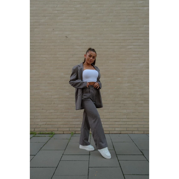 Széles szárú kosztümnadrág - Sötét Szürke