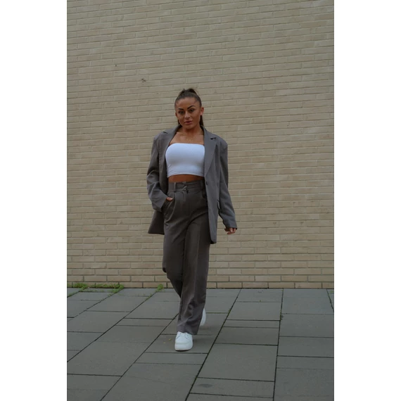 Széles szárú kosztümnadrág - Sötét Szürke