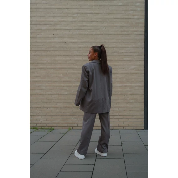 Széles szárú kosztümnadrág - Sötét Szürke