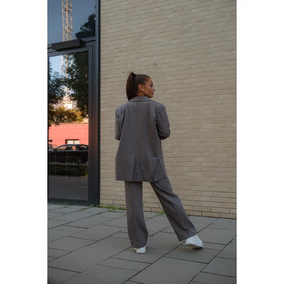 Széles szárú kosztümnadrág - Sötét Szürke