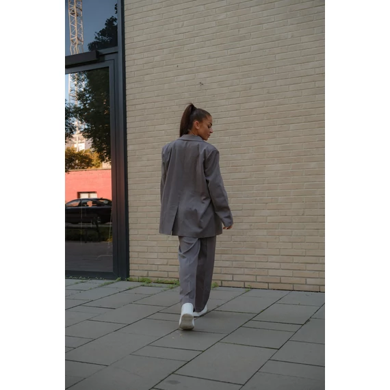 Széles szárú kosztümnadrág - Sötét Szürke