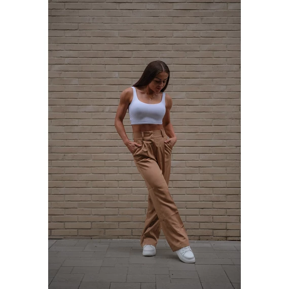 Széles szárú kosztümnadrág - Teve Barna