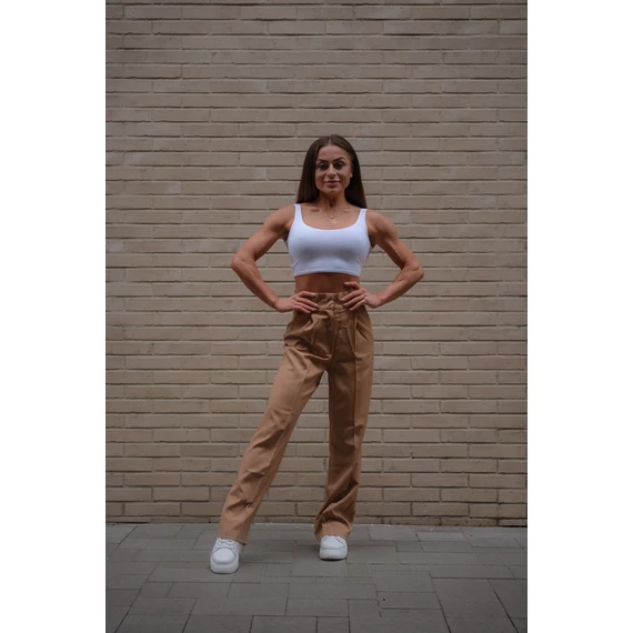 Széles szárú kosztümnadrág - Teve Barna